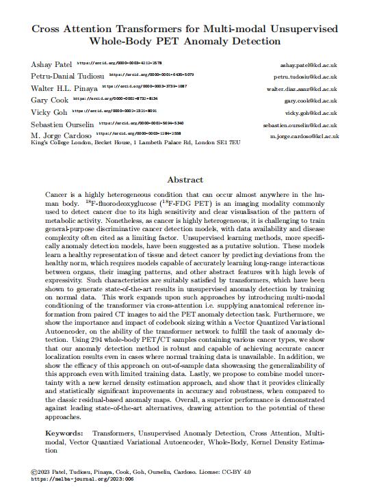 用于多模式无监督全身PET异常检测的交叉注意转换器  PDF 下载 图1