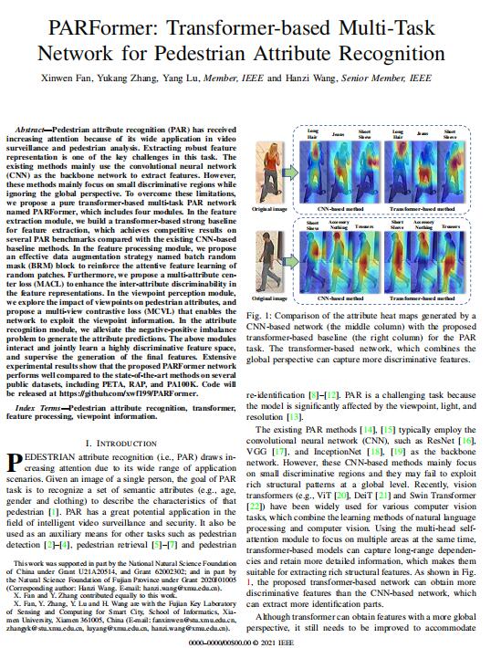 PARFormer：基于Transformer的行人属性识别多任务网络 PDF 下载  图1