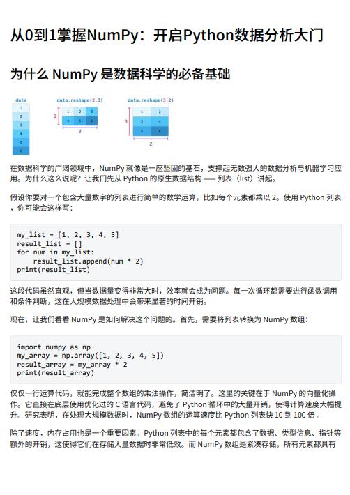 数据科学NumPy基础与应用详解：从入门到实践的全方位解析 PDF 下载 图1
